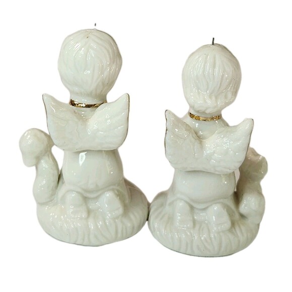 Napco Vintage Miniature Praying Angel Figurines Boy & Girl with Kitten & Lamb - Picture 5 of 9